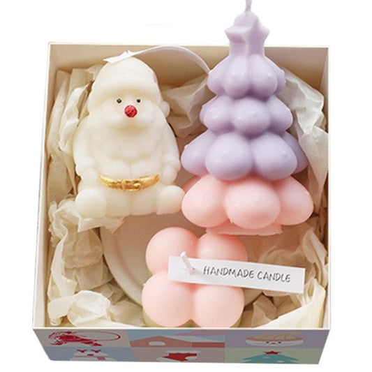 Lumanari Parfumate de Craciun, Vivimall, Gift Box Set cu 3 Lumanari Aromaterapie, 11 x 11 x 7.5 cm, Mov Roz - vivimall.ro