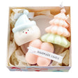 Lumanari Parfumate de Craciun, Vivimall, Gift Box Set cu 3 Lumanari Aromaterapie, 11 x 11 x 7.5 cm, Roz Verde - vivimall.ro
