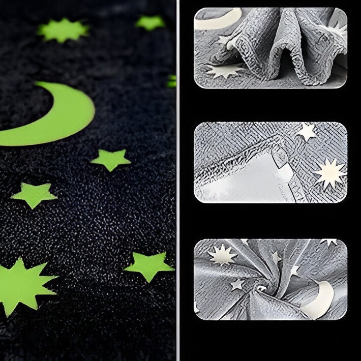 Patura Fosforescenta, Vivimall, Moale, Pufoasa, Lumineaza in Intuneric, 1.5x2 m, Model Cer Instelat, Gri - vivimall.ro