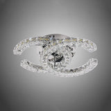 Lustra Led Cu Telecomanda Si Cristal Shia, 2 Cercuri, Lumina Rece/Calda/Neutra, Dimabila - vivimall.ro