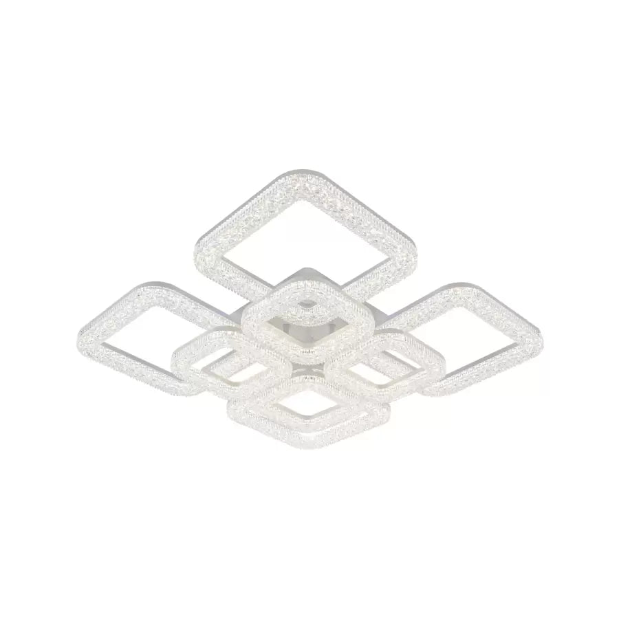 Lustra Led Cu Telecomanda Si Cristal Atlanta, 8 Patrate, Lumina Rece/Calda/Neutra, Dimabila - vivimall.ro