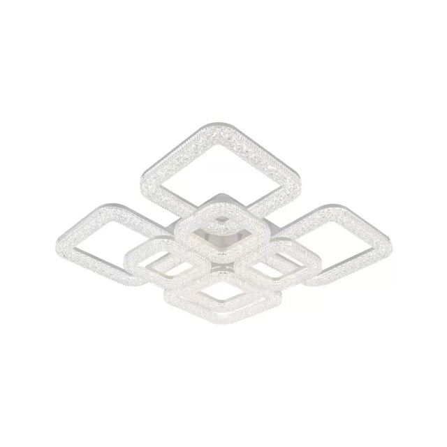 Lustra Led Cu Telecomanda Si Cristal Atlanta, 8 Patrate, Lumina Rece/Calda/Neutra, Dimabila - vivimall.ro