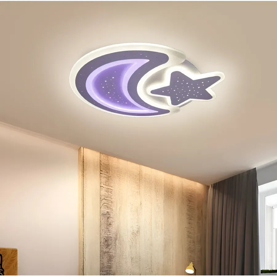 Lustra Led Cu Telecomanda Coralia Rgb, Luna Si Stea - vivimall.ro