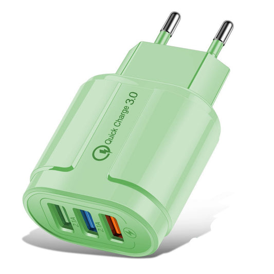 Incarcator Rapid QC3.0, Vivimall, 3 Porturi USB, 2.1A, 18W, din ABS, Protectie Supraincalzire, Gama Macarons, Verde - vivimall.ro