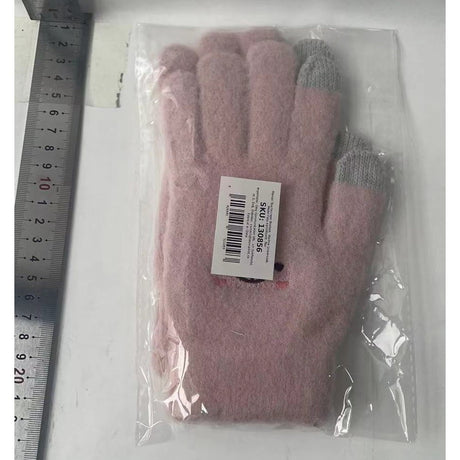 Manusi Dama, Vivimall, Model Fata Zambitoare, Functie Touchscreen (ecran tactil), Material Lana Brodata, Manseta Elastica, Interior Pufos, Marime Universala, Roz - vivimall.ro