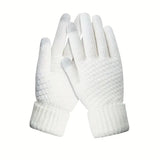 Manusi de Dama, Flippy, Functie Touchscreen (ecran tactil), Material Acril Tricotat, Manseta Elastica, Interior Catifelat, Marime Universala, Alb - vivimall.ro