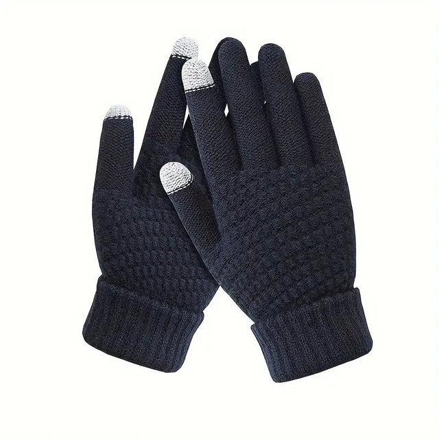 Manusi de Dama, Flippy, Functie Touchscreen (ecran tactil), Material Acril Tricotat, Manseta Elastica, Interior Catifelat, Marime Universala, Albastru Marin - vivimall.ro