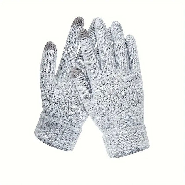 Manusi de Dama, Flippy, Functie Touchscreen (ecran tactil), Material Acril Tricotat, Manseta Elastica, Interior Catifelat, Marime Universala, Gri - vivimall.ro