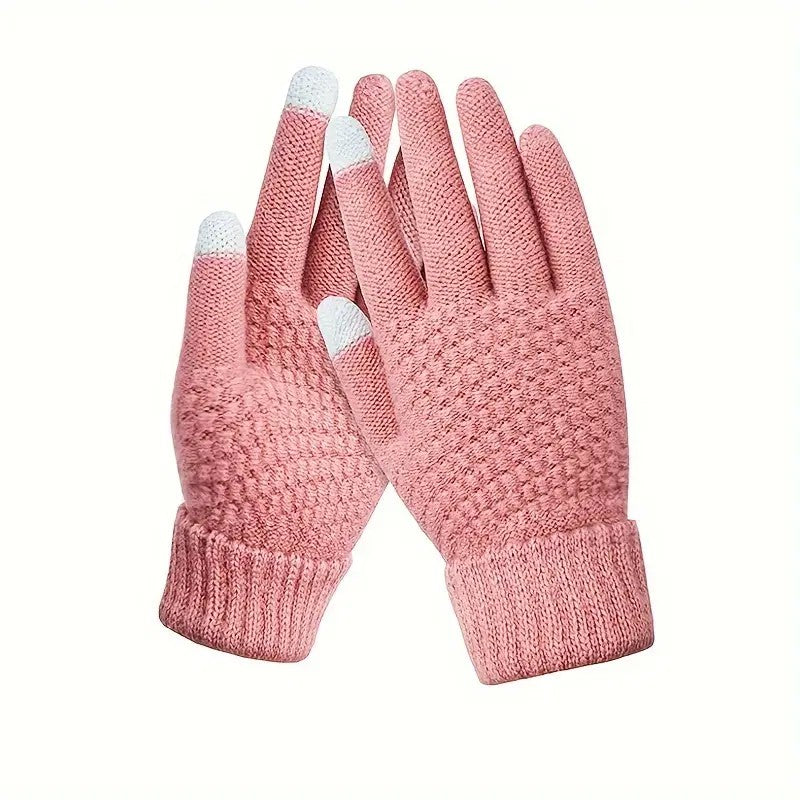 Manusi de Dama, Flippy, Functie Touchscreen (ecran tactil), Material Acril Tricotat, Manseta Elastica, Interior Catifelat, Marime Universala, Roz - vivimall.ro