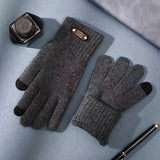 Manusi de Barbat, Vivimall, Model Tricotat, Functie Touchscreen (ecran tactil), Material Acril, Manseta Elastica, Interior Catifelat, Marime Universala, Gri - vivimall.ro