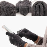 Manusi de Barbat, Vivimall, Model Tricotat, Functie Touchscreen (ecran tactil), Material Acril, Manseta Elastica, Interior Catifelat, Marime Universala, Gri - vivimall.ro