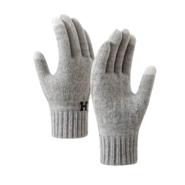 Manusi de Barbat, Vivimall, Model H, Functie Touchscreen (ecran tactil), Material Acril Tricotat, Manseta Elastica, Interior Catifelat, Marime Universala, Gri Deschis - vivimall.ro