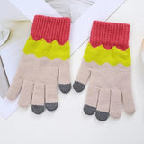 Manusi de Dama, Flippy, Model Ondulat, Functie Touchscreen (ecran tactil), Material Acril Tricotat, Manseta Elastica, Interior Catifelat, Marime Universala, Galben/Roz - vivimall.ro