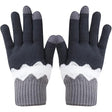Manusi de Dama, Vivimall, Model Ondulat, Functie Touchscreen (ecran tactil), Material Acril Tricotat, Manseta Elastica, Interior Catifelat, Marime Universala, Gri/Alb - vivimall.ro