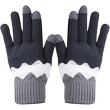 Manusi de Dama, Vivimall, Model Ondulat, Functie Touchscreen (ecran tactil), Material Acril Tricotat, Manseta Elastica, Interior Catifelat, Marime Universala, Gri/Alb - vivimall.ro