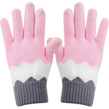 Manusi de Dama, Flippy, Model Ondulat, Functie Touchscreen (ecran tactil), Material Acril Tricotat, Manseta Elastica, Interior Catifelat, Marime Universala, Roz/Gri - vivimall.ro