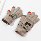 Manusi de Dama, Flippy, Model Ren, Functie Touchscreen (ecran tactil), Material Acril Tricotat, Manseta Elastica, Interior Catifelat, Marime Universala, Kaki - vivimall.ro