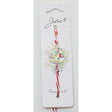 Martisor Bratara Alb-Rosu cu Pandantiv Metalic, Model 8 - vivimall.ro
