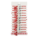 Martisor Bratara cu Ciucure pentru Dama, Jolie, Model Fluture cu Pietre Colorate, Set 12 bucati, Pandativ din Inox, Snur Reglabil, Rosu/Alb - vivimall.ro