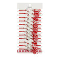 Martisor Bratara cu Ciucure pentru Dama, Jolie, Model Inima cu Floare Alba, Set 12 bucati, Pandativ din Inox cu Piatra, Snur Reglabil, Rosu/Alb - vivimall.ro