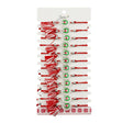 Martisor Bratara cu Ciucure pentru Dama, Jolie, Model Potcoava cu Buburuza in Cerc, Set 12 bucati, Pandativ din Inox cu Pietre, Snur Reglabil, Rosu/Alb - vivimall.ro