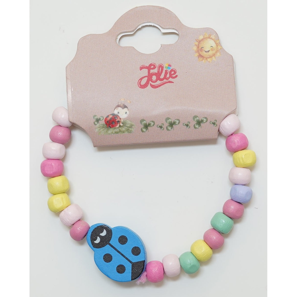 Martisor Bratara Curcubeu pentru Copii, Elastica, din Lemn, Model 5 - vivimall.ro