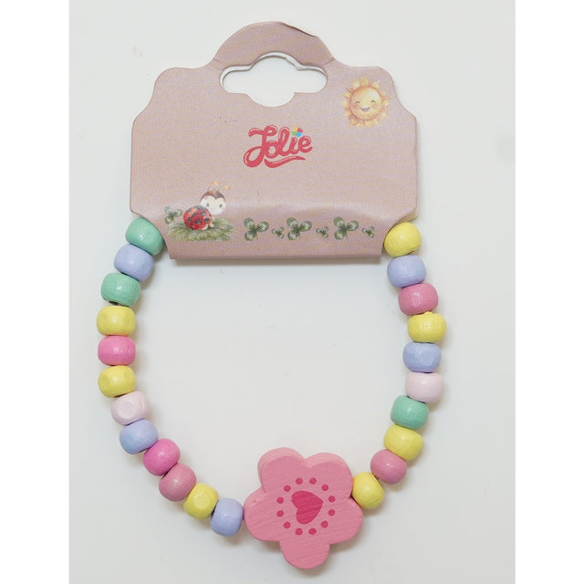 Martisor Bratara Curcubeu pentru Copii, Elastica, din Lemn, Model 7 - vivimall.ro