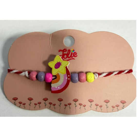 Martisor Bratara Multicolora pentru Copii, din Lemn si Textil, Model 12 - vivimall.ro