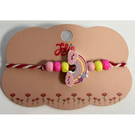 Martisor Bratara Multicolora pentru Copii, din Lemn si Textil, Model 15 - vivimall.ro