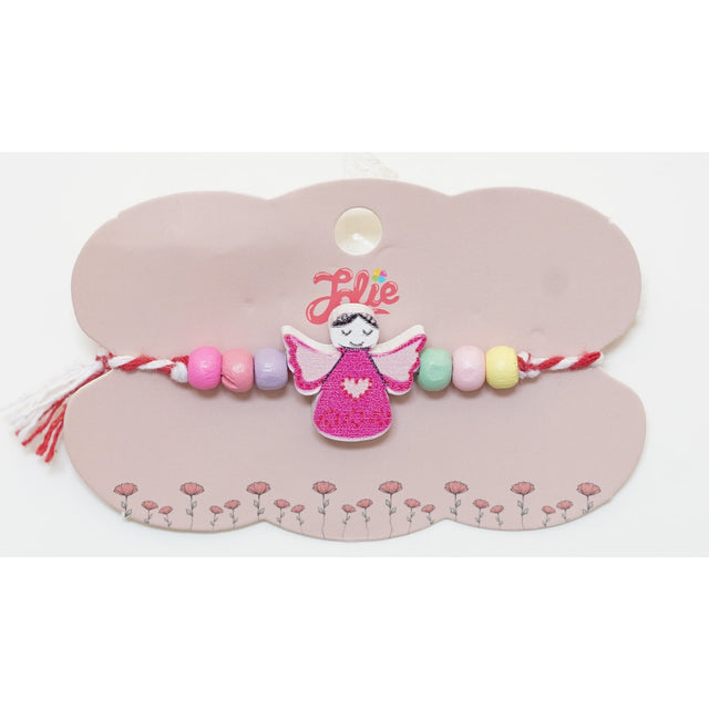 Martisor Bratara Multicolora pentru Copii, din Lemn si Textil, Model 8 - vivimall.ro