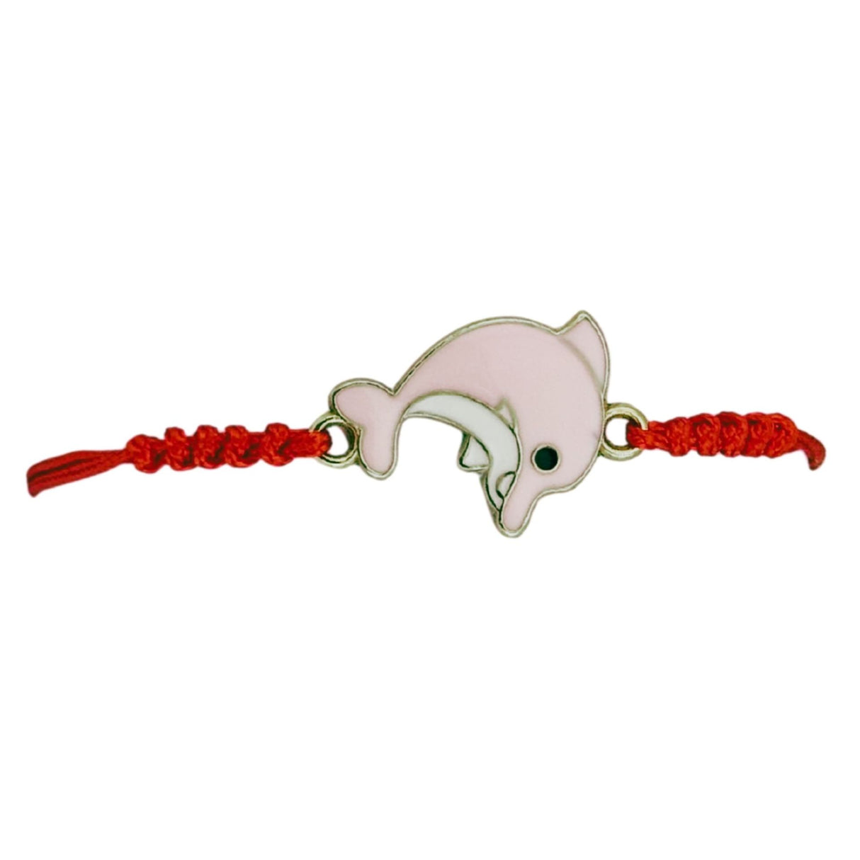 Martisor Bratara pentru Dama si Copii, Jolie, Model Delfin Jucaus, Set 12 bucati, Pandantiv Emailat cu Detalii Aurii, Snur Reglabil, Rosu/Roz - vivimall.ro