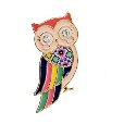 Martisor Brosa Mica in Cutie, Dimensiune Brosa 2.5-3 cm, Material Metal, Model Bufnita Colorata - vivimall.ro