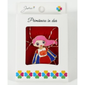 Martisor Brosa Mica in Cutie, Dimensiune Brosa 2.5-3 cm, Material Metal, Model Super Mama - vivimall.ro