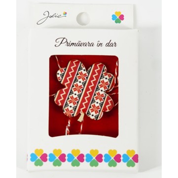 Martisor Brosa Mica in Cutie, Dimensiune Brosa 2.5-3 cm, Material Metal, Model Trifoi Traditional - vivimall.ro