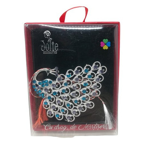 Martisor Brosa VINTAGE V1 Paun cu pietre 8cm x 10cm - vivimall.ro