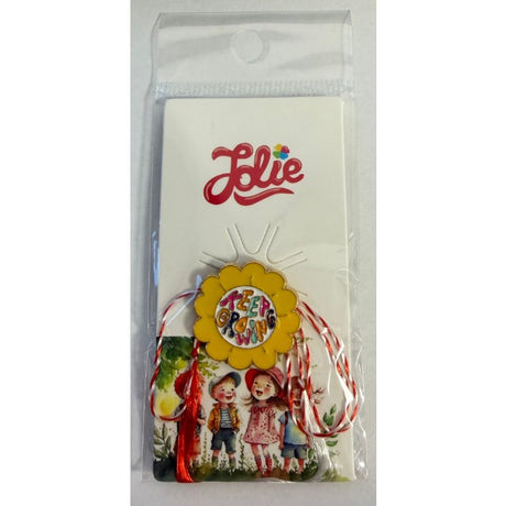 Martisor pentru copii, Brosa, Material Metal, Ambalaj Carton cu Design, Deimensiune Brosa Aproximativ 2 x 2 cm, Multicolor, Model 48 - vivimall.ro