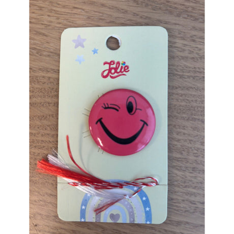 Martisor pentru copii, Brosa, Material Metal, Ambalaj Carton cu Design, Model Fata Fericita Roz - vivimall.ro