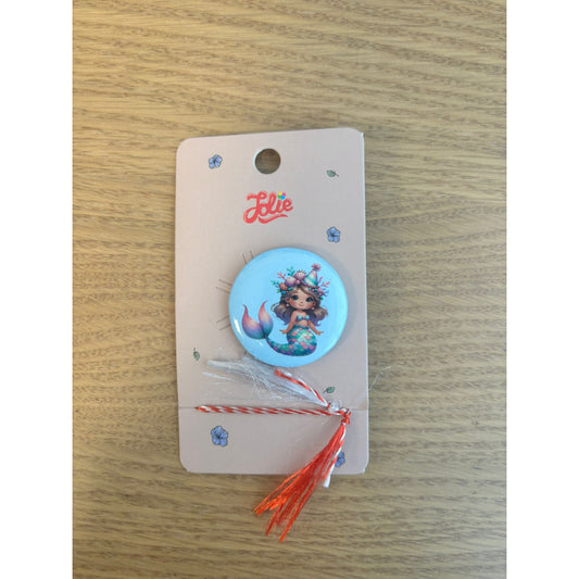 Martisor pentru copii, Brosa, Material Metal, Ambalaj Carton cu Design, Model Sirena - vivimall.ro