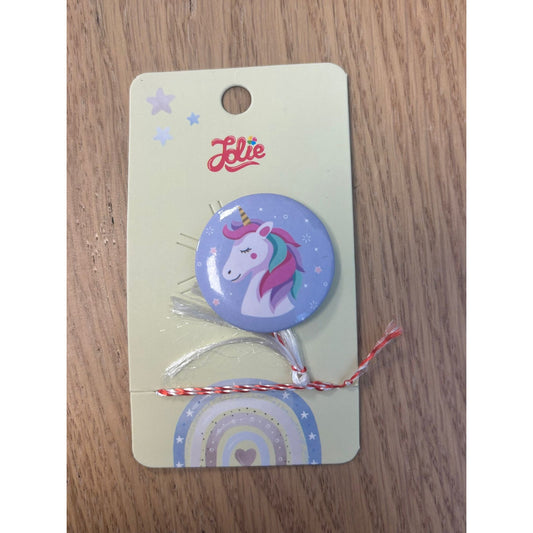 Martisor pentru copii, Brosa, Material Metal, Ambalaj Carton cu Design, Model Unicorn - vivimall.ro