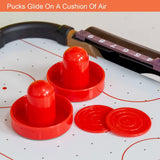 Masa Air Hockey Graffiti cu Picioare Lungi, Vivimall, Lemn, 2 Pucuri, Tabela Scor, 2 Impingatoare, 76x38x61 cm, Maro - vivimall.ro