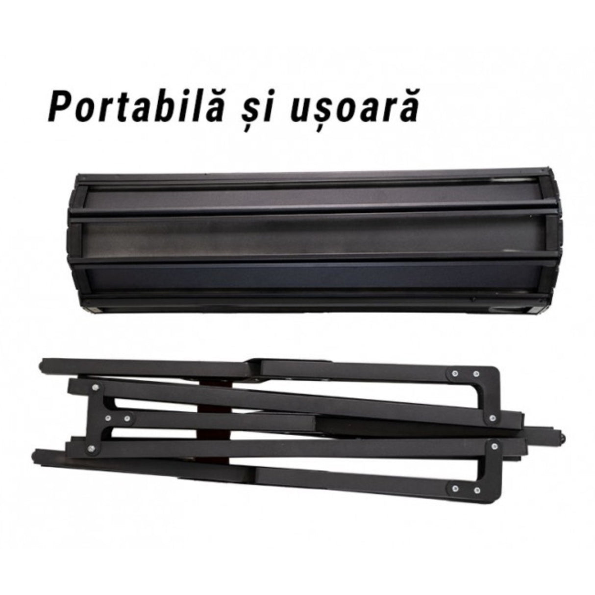 Masa Camping, Aluminiu, Pliabila, 120X60X43Cm, Negru - vivimall.ro
