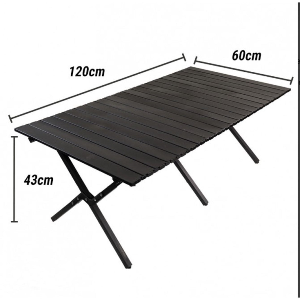 Masa camping, Aluminiu, Pliabila, Vivimall, 120x60x43cm, Negru - vivimall.ro