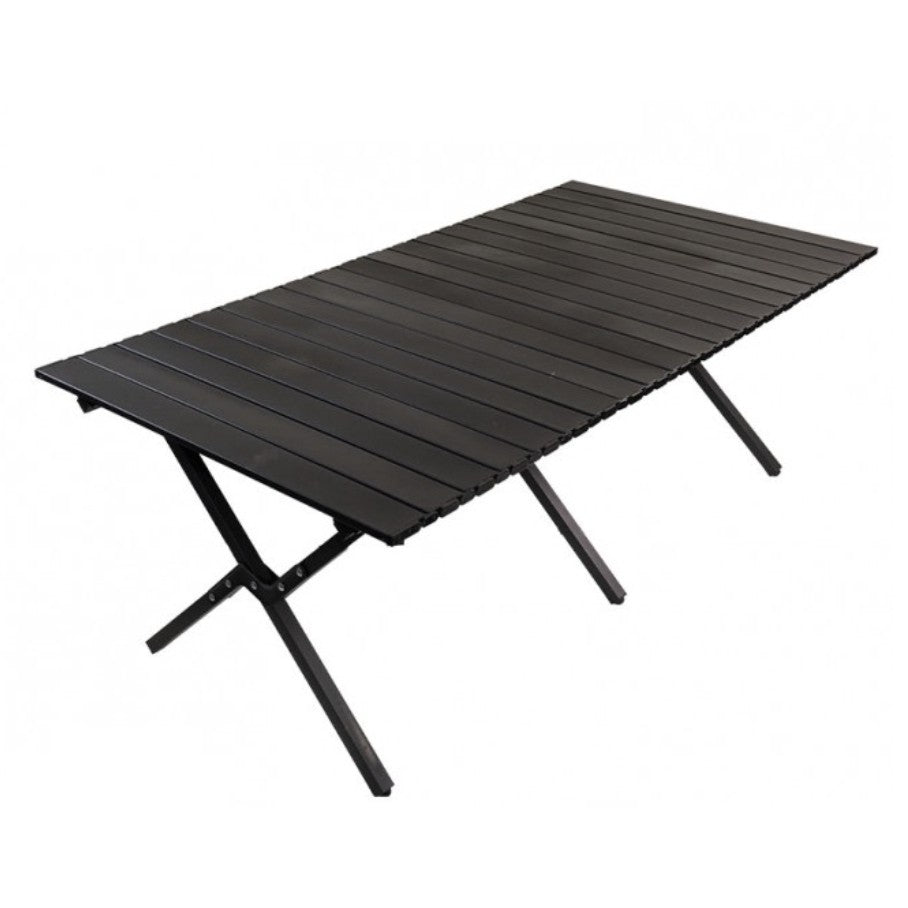 Masa camping, Aluminiu, Pliabila, Vivimall, 120x60x43cm, Negru - vivimall.ro