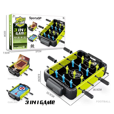Masa de Fotbal 3in1, Vivimall, Basket, Curling, 4 Manere, cu Tablou de Scor, din ABS, pentru Adulti/Copii +5 Ani, 36.5 x 6.6 x 22.5 cm, Verde/Negru - vivimall.ro