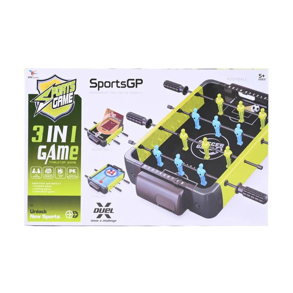 Masa de Fotbal 3in1, Vivimall, Basket, Curling, 4 Manere, cu Tablou de Scor, din ABS, pentru Adulti/Copii +5 Ani, 36.5 x 6.6 x 22.5 cm, Verde/Negru - vivimall.ro