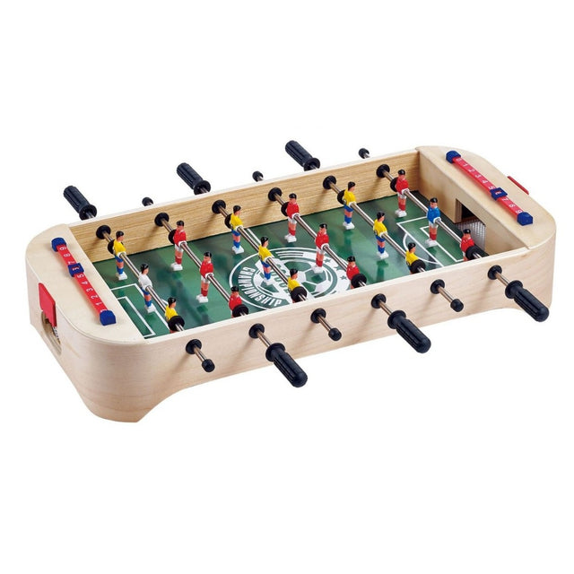 Masa de Fotbal cu Teren, Vivimall, fara Picioare, 6 Manere, Tablou de Scor, 51.5 x 10 x 25.5 cm, din Lemn/Otel, Crem/Verde - vivimall.ro