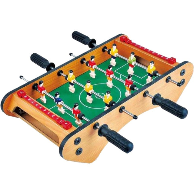 Masa de fotbal cu teren si 12 jucatori Vivimall, 4 manere, cu Tablou pentru Scor, din Metal, Lemn si ABS, 37.5 x 21 x 9.5 cm, Margini Rotunjite, pentru copii/adulti - vivimall.ro