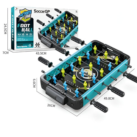 Masa de Fotbal cu Teren si 18 Jucatori Vivimall, 6 Manere, 2 Mingi, cu Tablou Scor, din ABS, 49.8x26x6.6 cm, Design Multicolor, pentru Copii/ Adulti - vivimall.ro