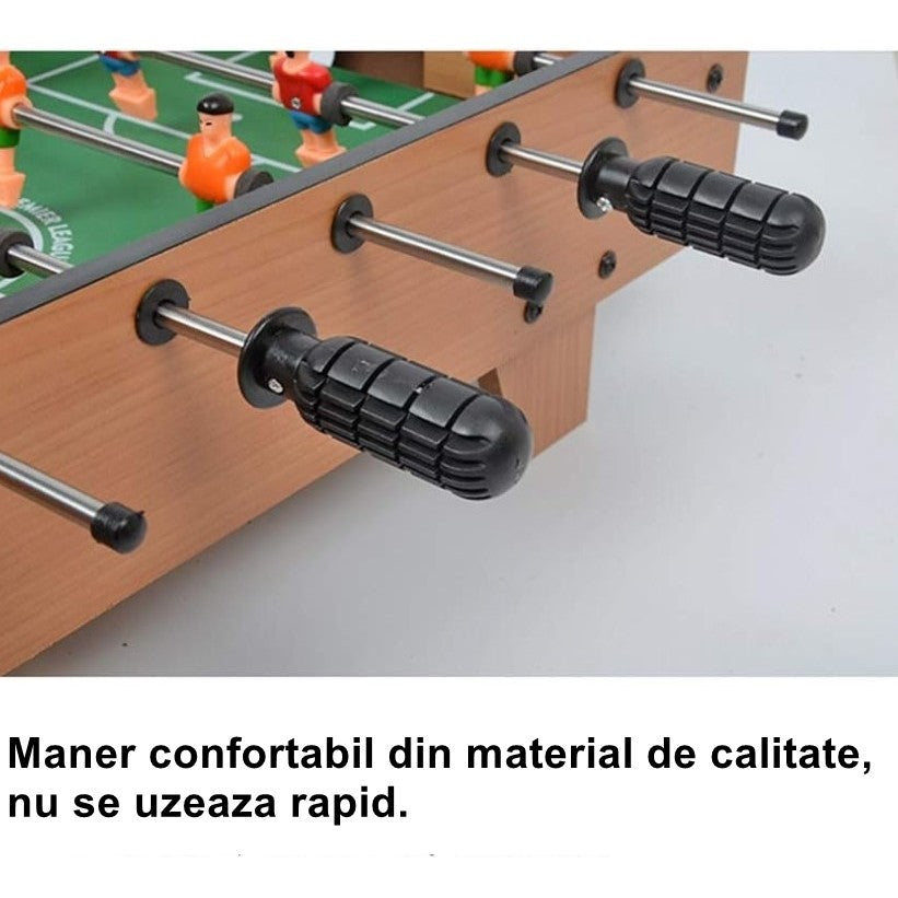 Masa de fotbal cu teren si 18 jucatori Flippy, 6 manere, cu tablou pentru scor, din metal, lemn si ABS, 50 x 25 x 18 cm, cu picioare, pentru copii/adulti - vivimall.ro