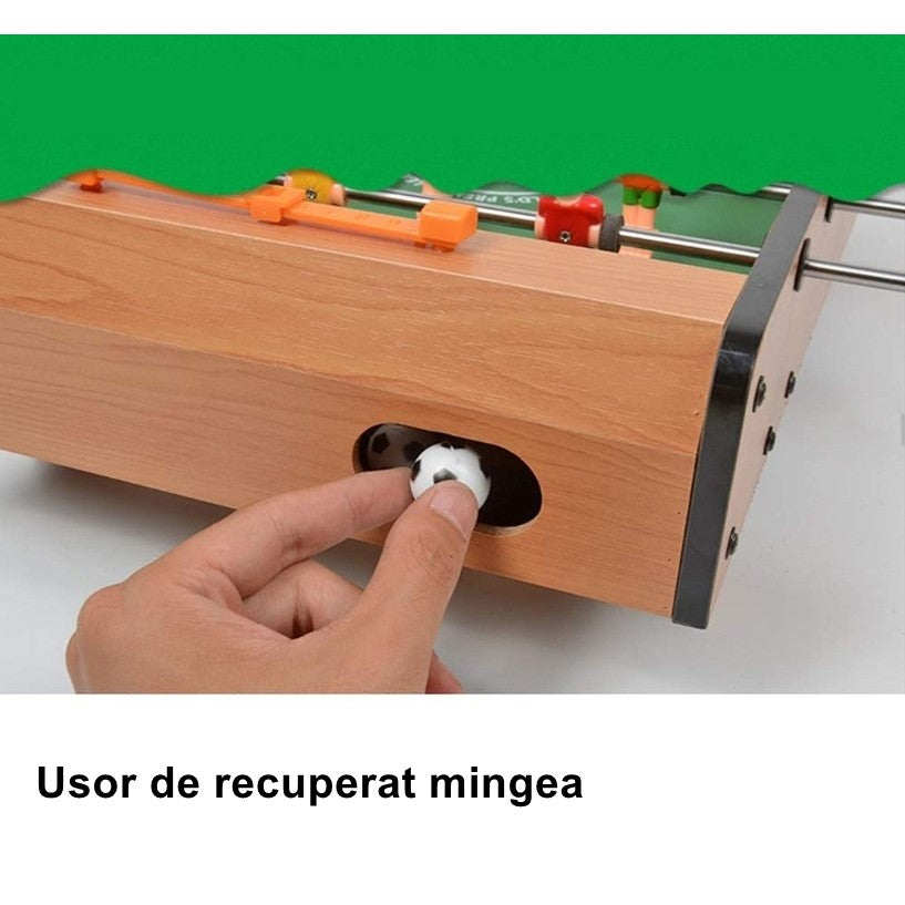 Masa de fotbal cu teren si 18 jucatori Flippy, 6 manere, cu tablou pentru scor, din metal, lemn si ABS, 50 x 25 x 18 cm, cu picioare, pentru copii/adulti - vivimall.ro